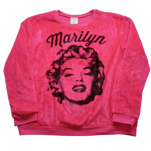 Marilyn Monroe Velour Top M Womens Long Sleeve Pink Pullover - Picture 1 of 6